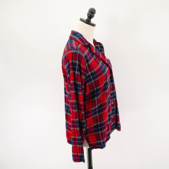 Old Navy Blue Red Green Plaid Flannel Collared Button Front Shirt Top Small Long - Picture 8 of 10